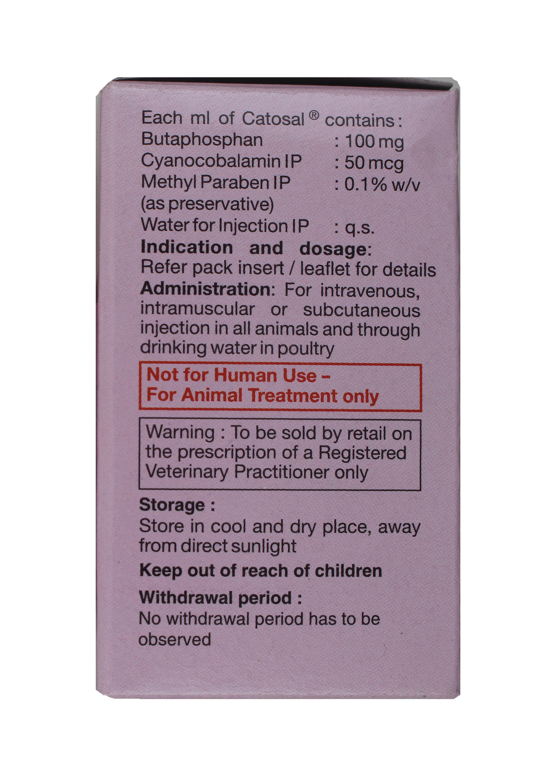 Catosal 30ml Butaphosphan And Cyanocobalamin Ingredients: Chemicals