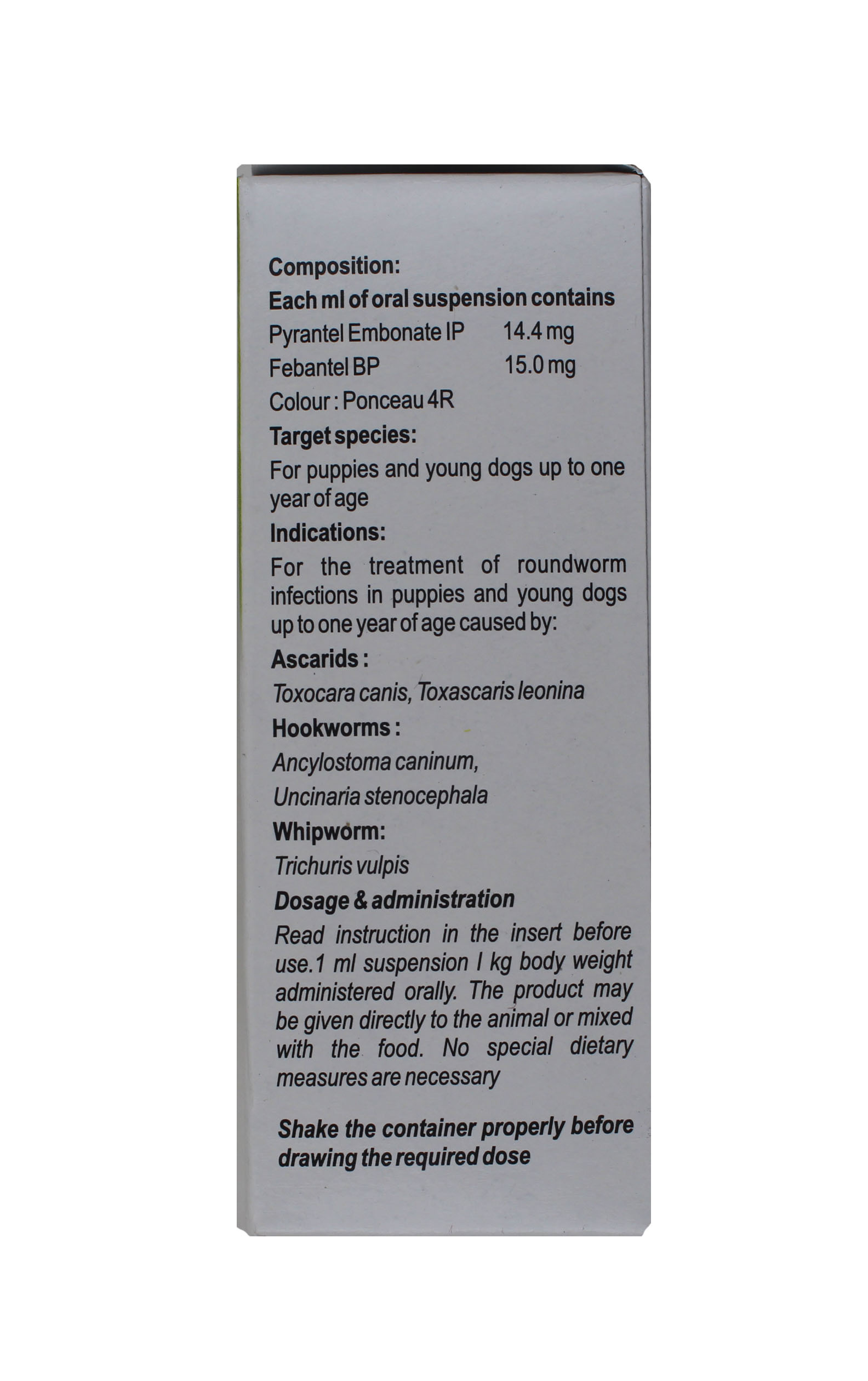 Drontal 20ml Puppy-pyrantel Embonate& Febantel Ingredients: Chemicals ...