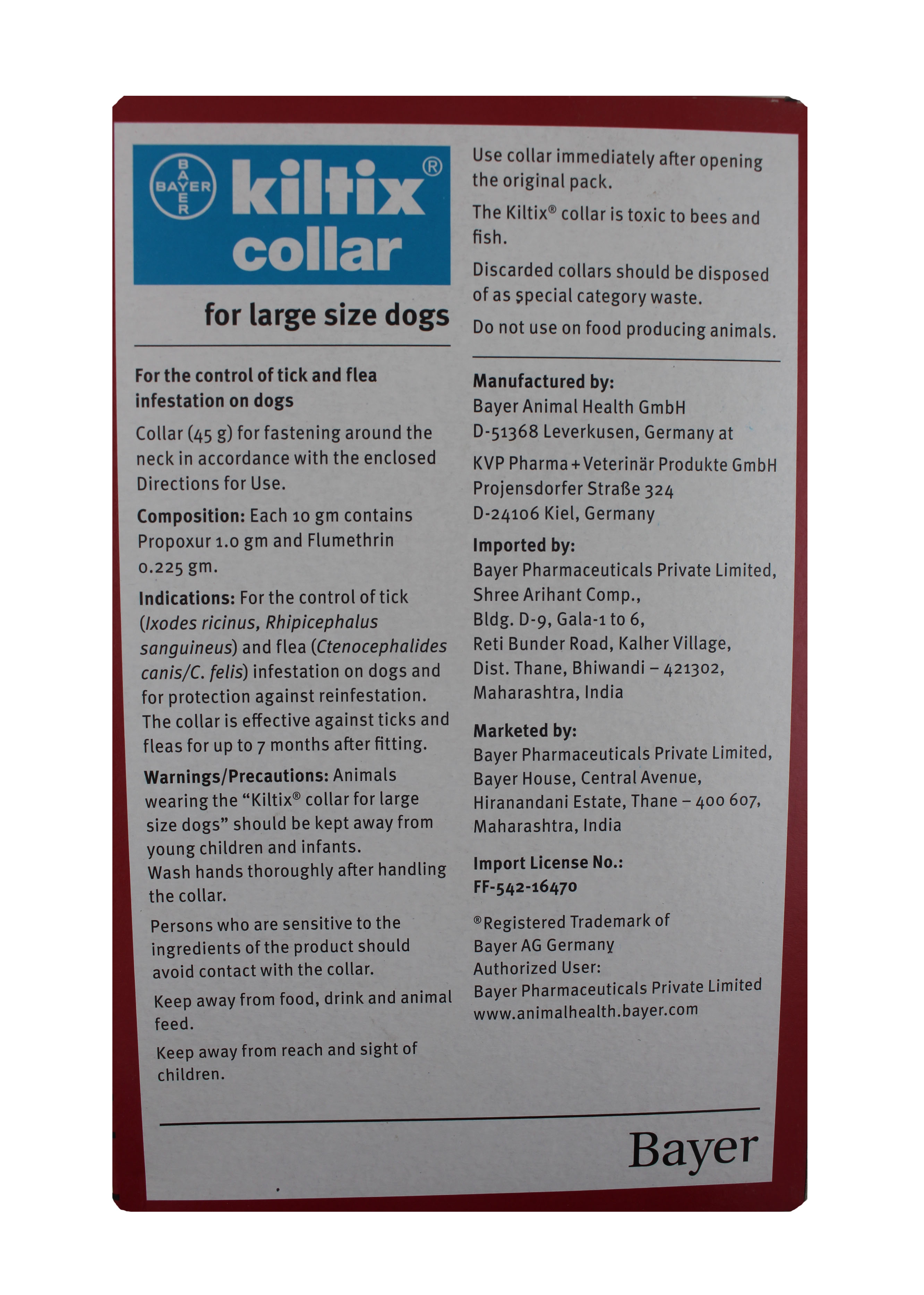 Kiltix Collar Large Propoxur And Flumethrin Ingredients: Chemicals