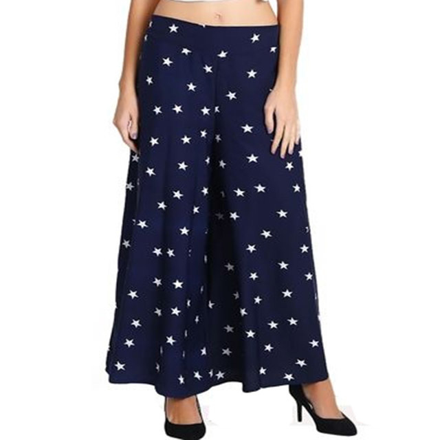 Ladies Palazzo Pants - Crepe Fabric, 14 Unique Designs, Available Waist Sizes 28-40, Single Pcs In Poly Bag