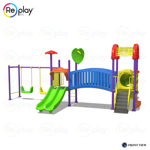 Freestanding Multi Play Equipment - 26x18x11 Ft, Plastic & Steel | For 20 Children, Outdoor Playhouse, Multi Activity System MP-22-Re
