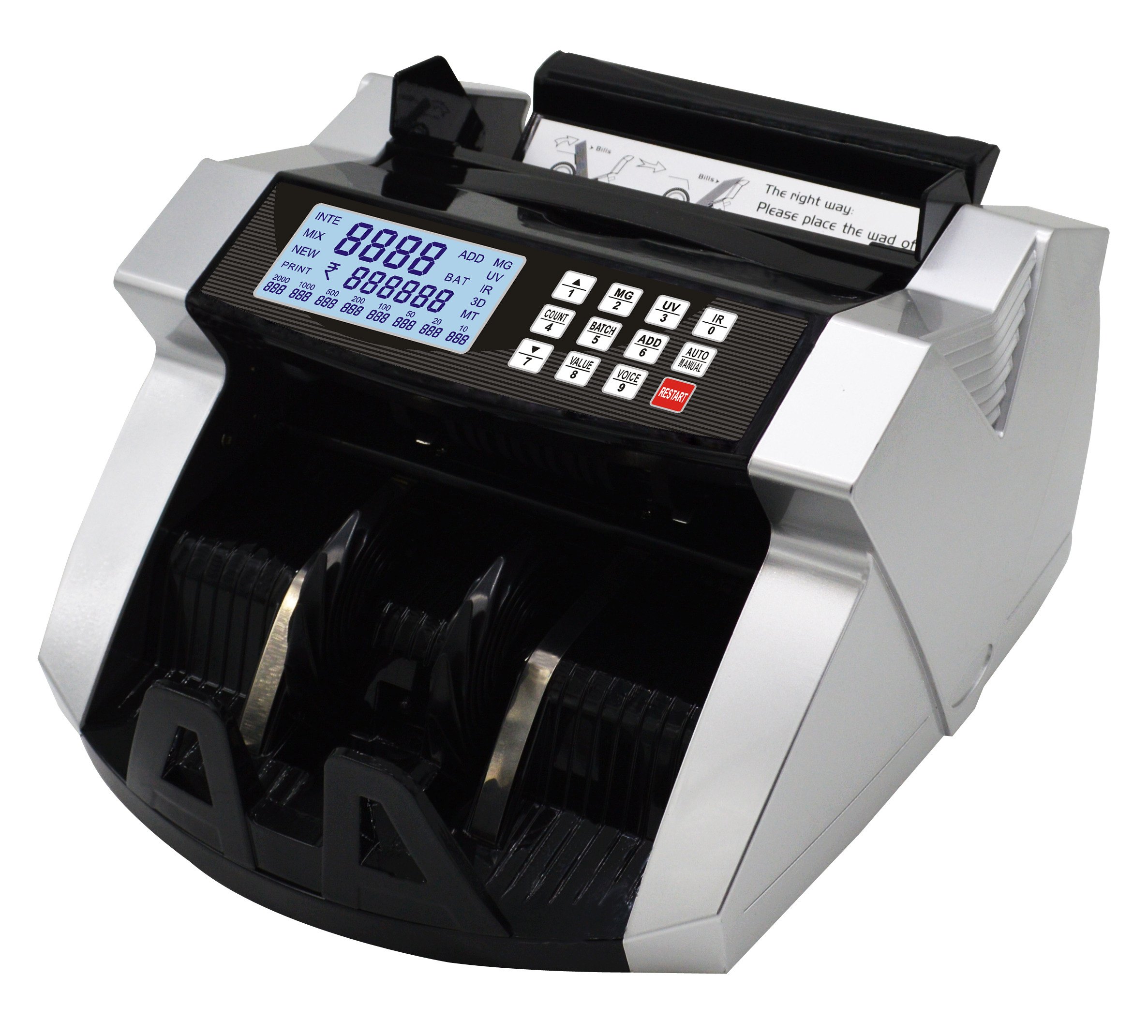 Black With Silver Manual Cash Counting Machine