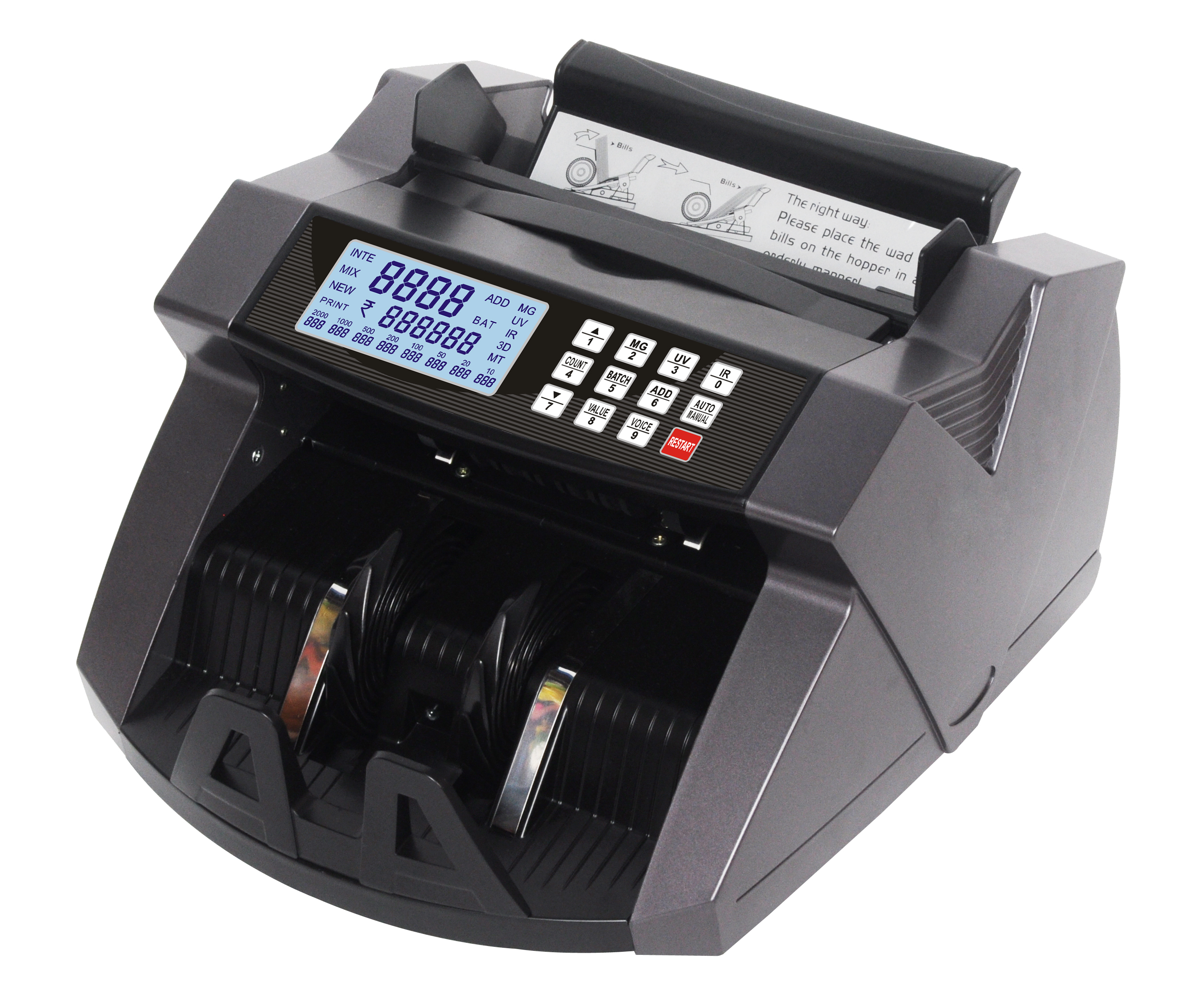 Black With Silver Manual Cash Counting Machine