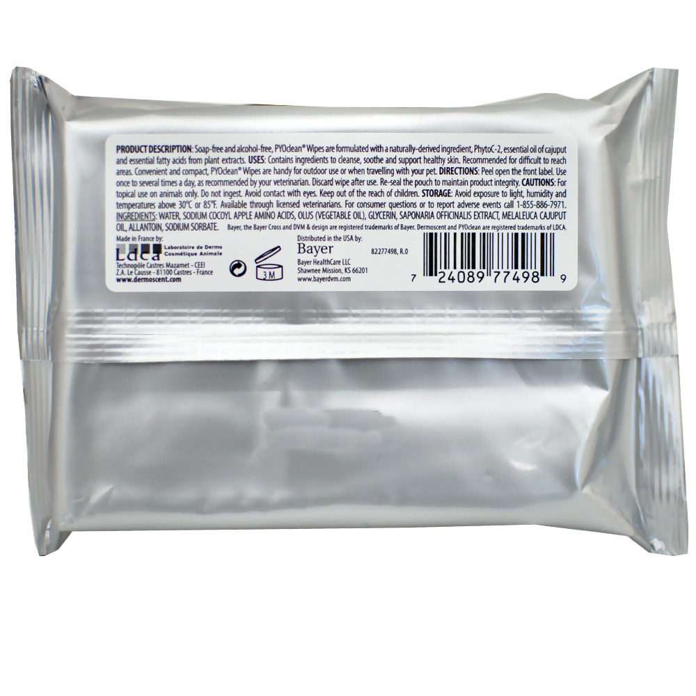 Pyoclean Wipes - Soap-free, Alcohol-free Formula | Natural Antimicrobial Complex With Phytoc-2, Soothes & Moisturizes For Dogs And Cats