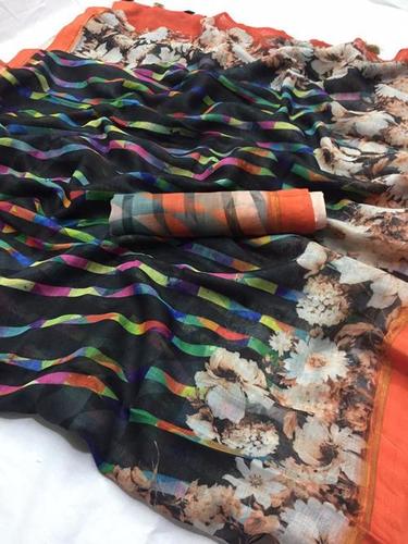 मल्टी डिजिटल प्रिंटेड साड़ी