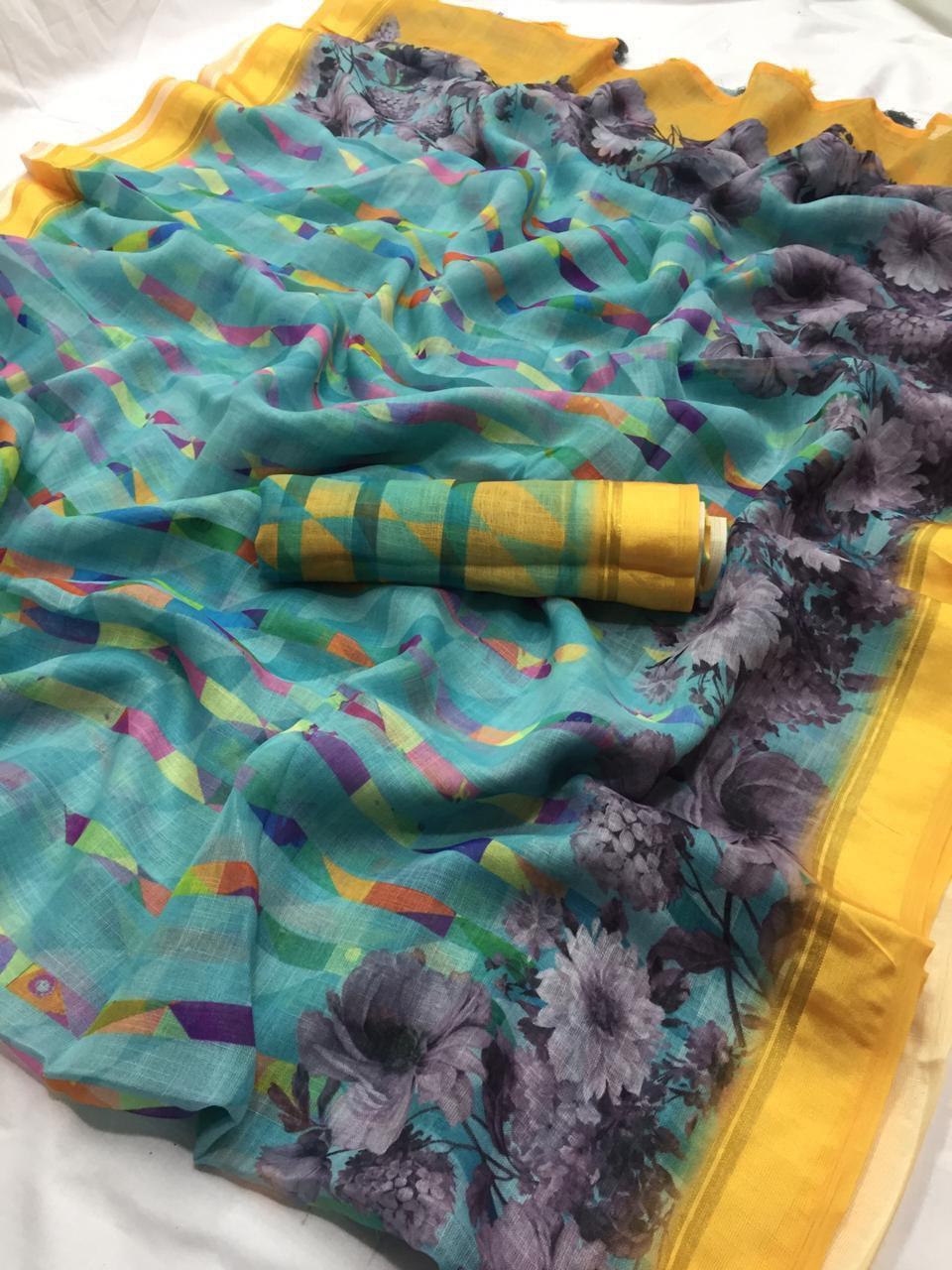 Cotton Silk Patola Saree - Multi-printed Design, Lightweight Comfort, Summer Wear, Skin-friendly Fabric, Home Washable