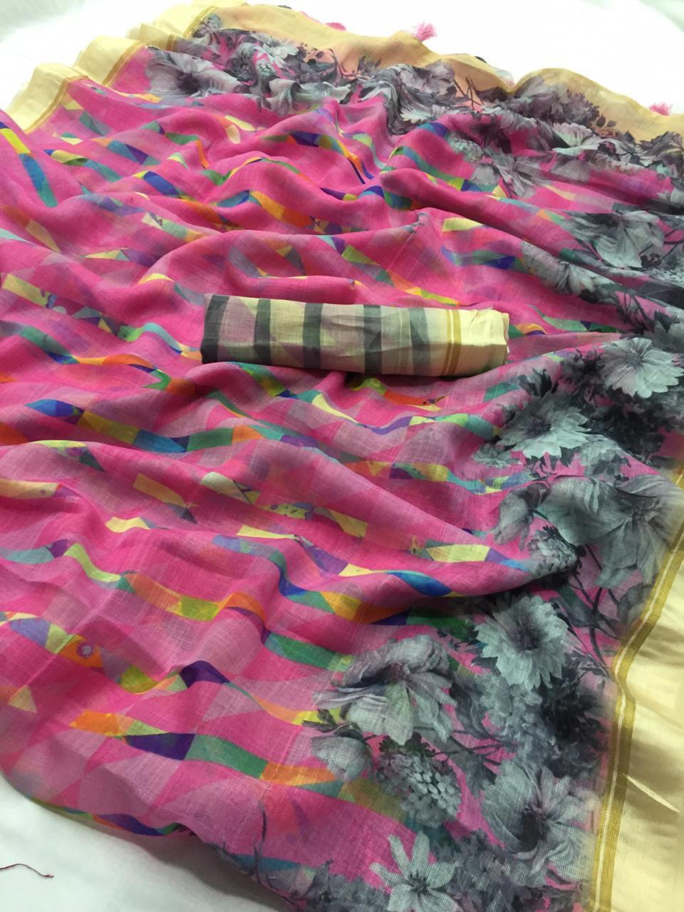 Cotton Silk Patola Saree - Multi-printed Design, Lightweight Comfort, Summer Wear, Skin-friendly Fabric, Home Washable