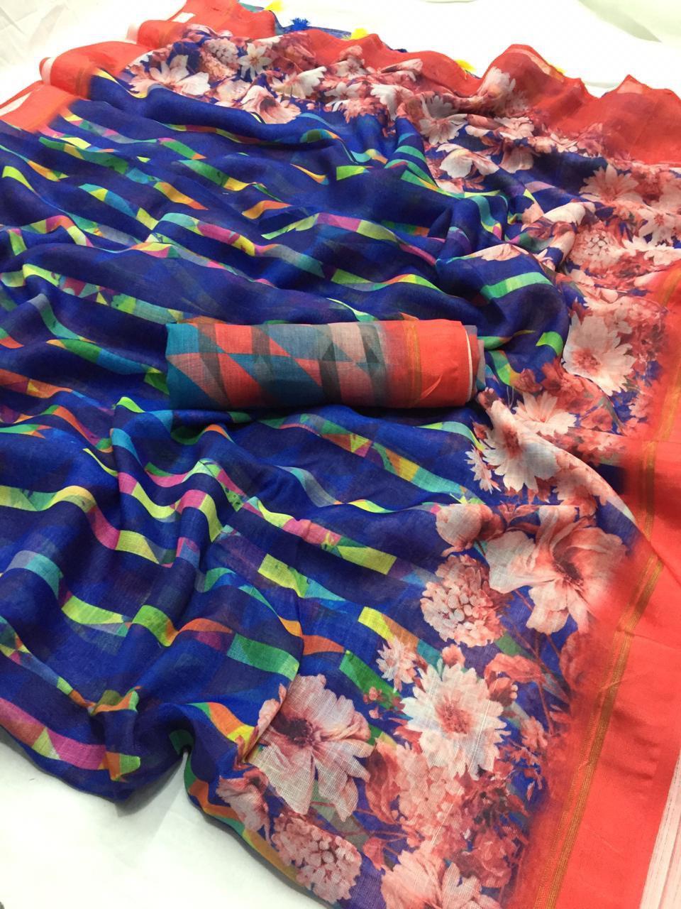 Cotton Silk Patola Saree - Multi-printed Design, Lightweight Comfort, Summer Wear, Skin-friendly Fabric, Home Washable
