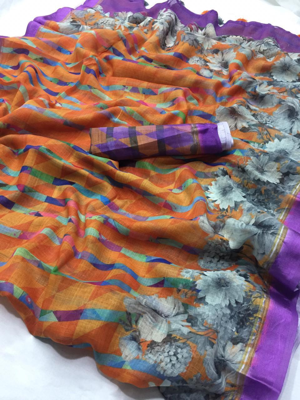 Cotton Silk Patola Saree - Multi-printed Design, Lightweight Comfort, Summer Wear, Skin-friendly Fabric, Home Washable
