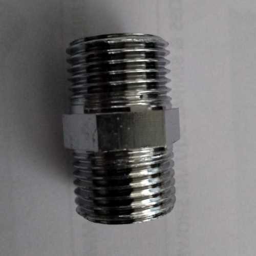 Hex Nipple - Brass, 1/2 inch, 15 mm | Silver Glossy Finish, Durable Brass Fittings