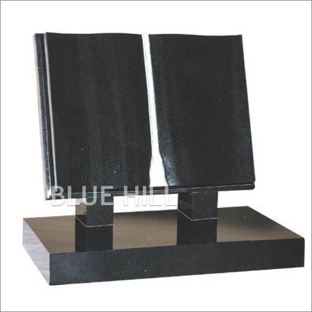 Black Curved Page Cord And Tassel Book Granite Monument