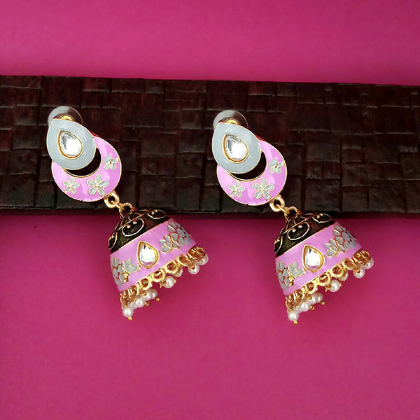 Meenakari Jhumka Earrings - Oxidised Zinc Alloy, Glossy Finish For Festive Wear | Dangle Design To Enhance Your Kurtis And Dresses