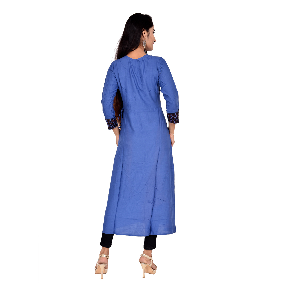 Blue & Black Printed Rayon Kurti