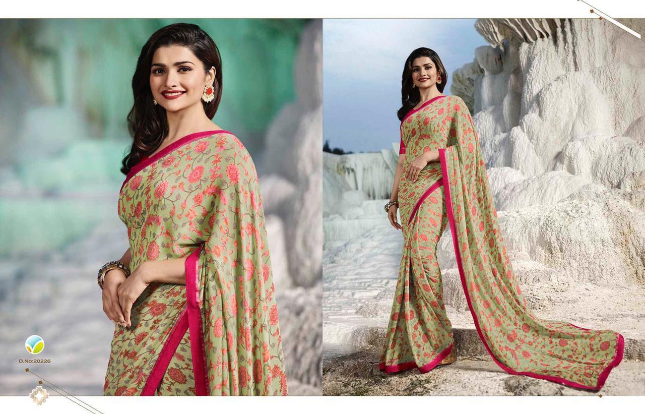 Fancy Georgette Saree - 5.5 Cut With Printed Lace Blouse 0.8 Cut, Multicolor Design For All Seasons