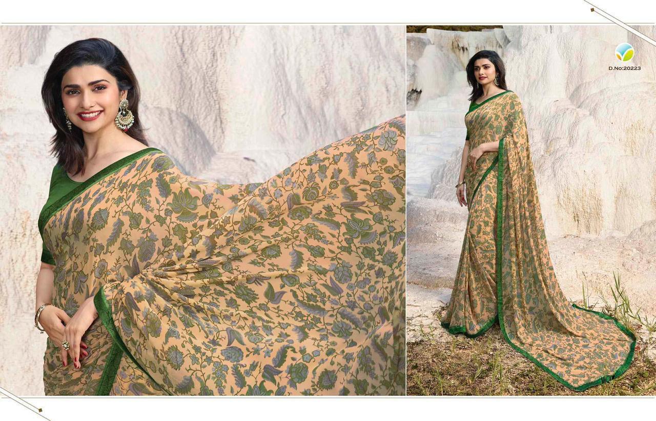 Fancy Georgette Saree - 5.5 Cut With Printed Lace Blouse 0.8 Cut, Multicolor Design For All Seasons