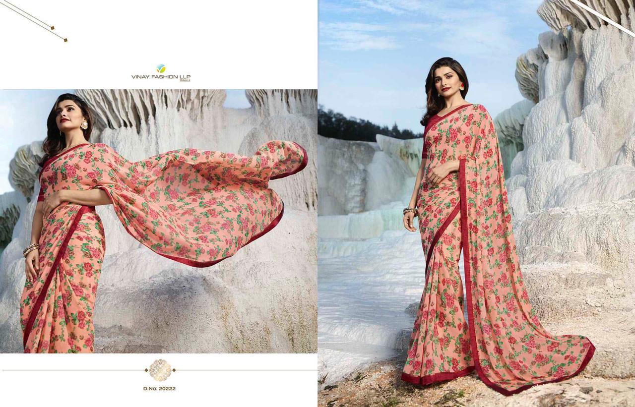 Fancy Georgette Saree - 5.5 Cut With Printed Lace Blouse 0.8 Cut, Multicolor Design For All Seasons