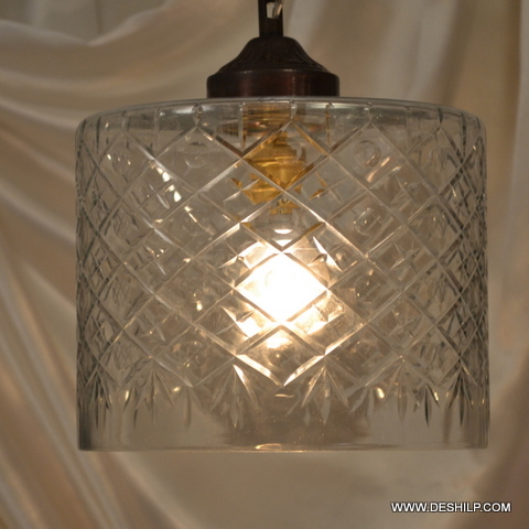 Modern Art Round Shaped Cutting Glass Antique Wall Hanging - Color: Transparent