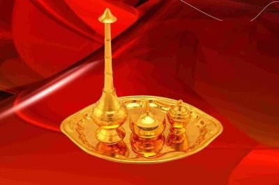 Brass Pooja Thali Set - Lightweight, Glossy Finish | Elegant Design For Spiritual Use
