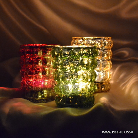 Mosaic T-Light Candle Holder - Material: Glass