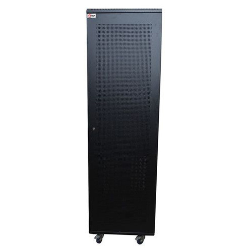R Tech Floor Standing Steel Series Rack - 27U (600x800mmD) | Vented Panels, Lockable Doors, Cooling Fan Provision, Casters and Levelers Included
