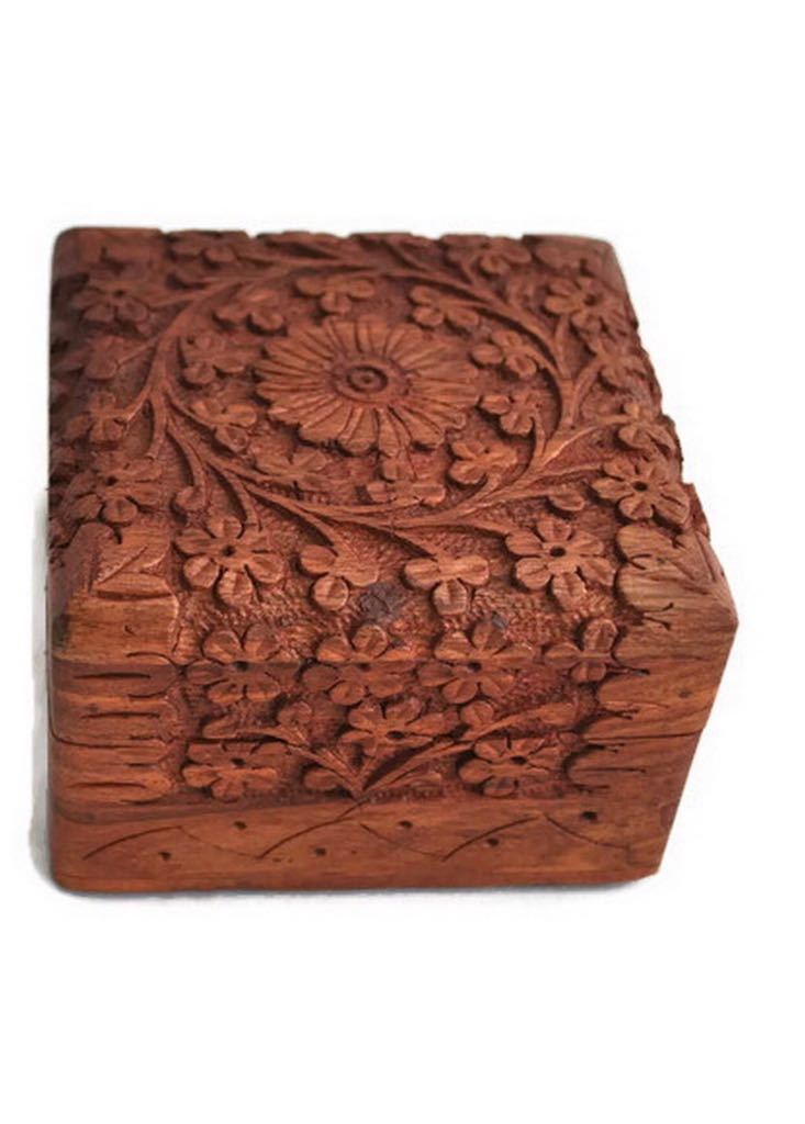 Natural Wood Wooden Carving Box