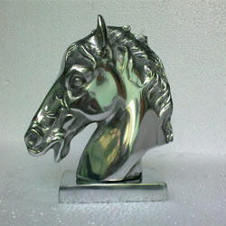 Silver Aluminum Horse Head Sculpture