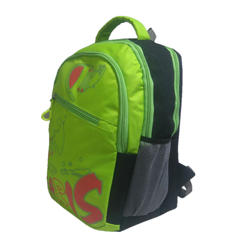 Green & Black Printed College Bag