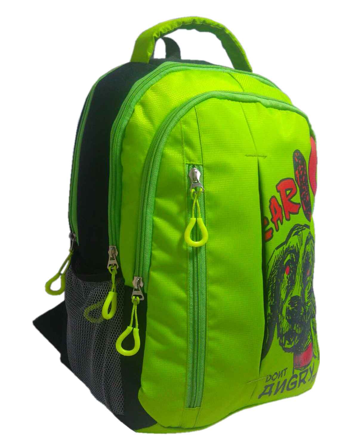 Green & Black Printed College Bag