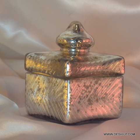 Silver Glass Jar And Containers With Glass Lid