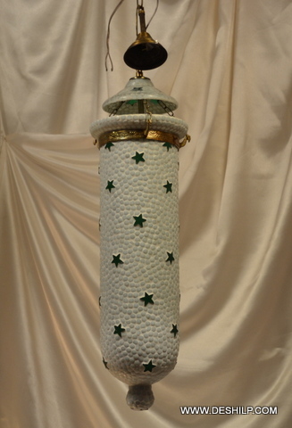 White And Green Long Glass Mosaic Wall Hanging