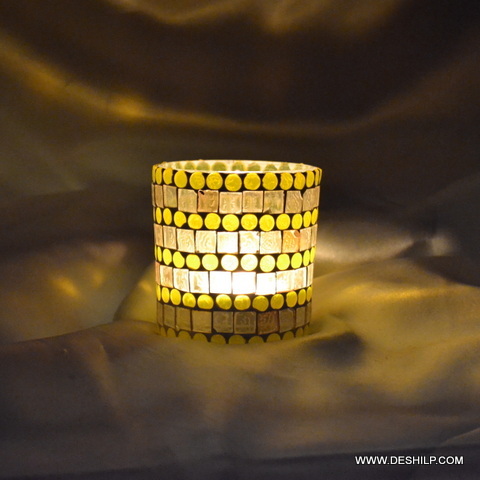 पॉलिशिंग डेकोर ग्लास कैंडल होल्डर