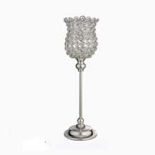 Candle Holder W/crystal Beads Hurricane