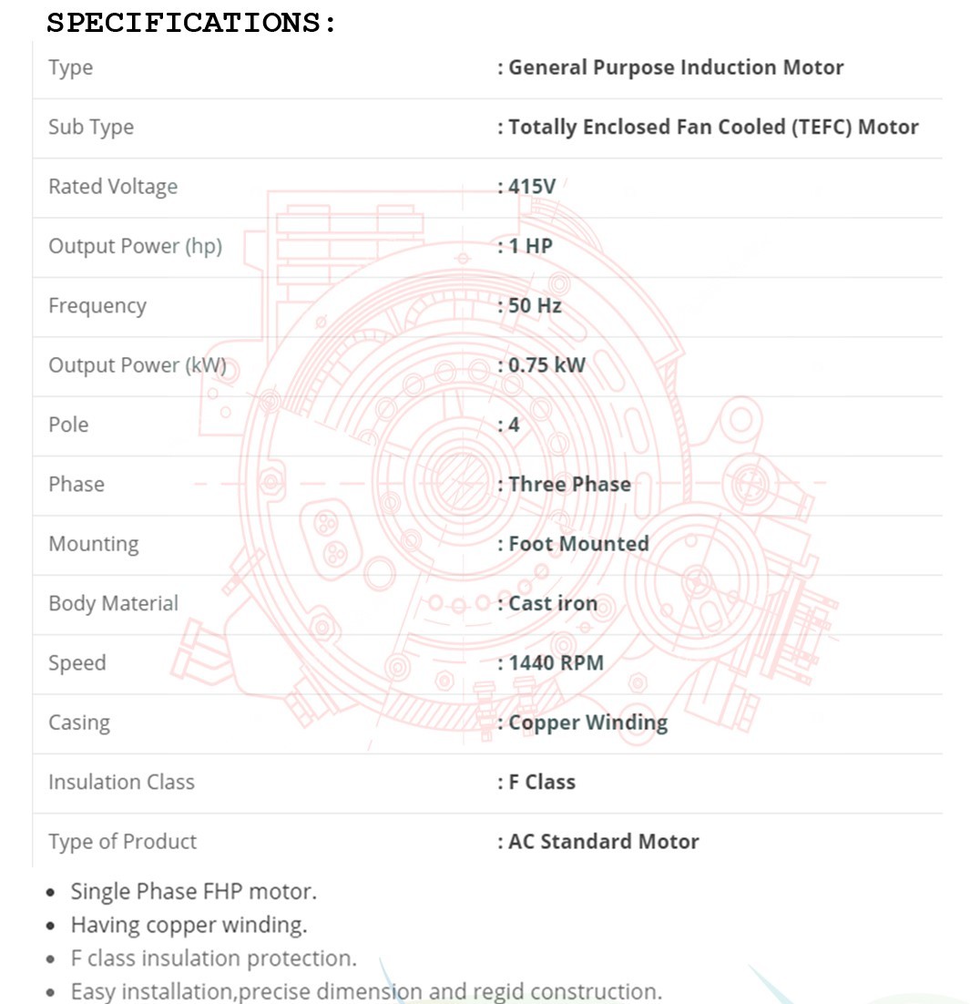 Grey 3 Phase 1 Hp Electric Motor
