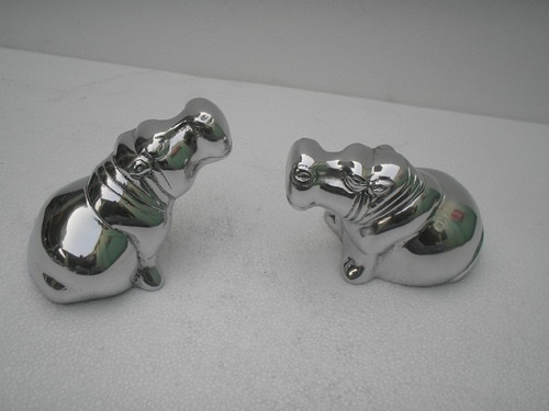 Silver Rhino Animal Statue Aluminium Metal Sculpture