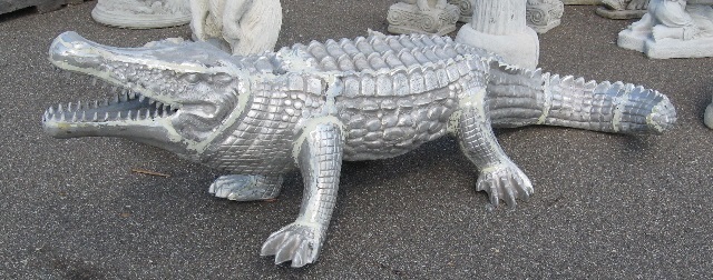 Silver Rhino Animal Statue Aluminium Metal Sculpture