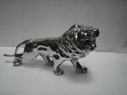 Silver Rhino Animal Statue Aluminium Metal Sculpture