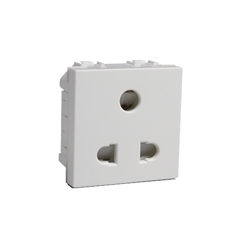 Electronic Socket - Plastic Material, 86mm X 86mm Dimensions, White Color | 230v Voltage, 15a Current, Three-pin, 3 Socket Configuration