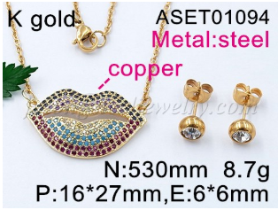 Wholesale Fashion Women Lips Shape Micro Pave Zircons Pendant Necklace Jewelry