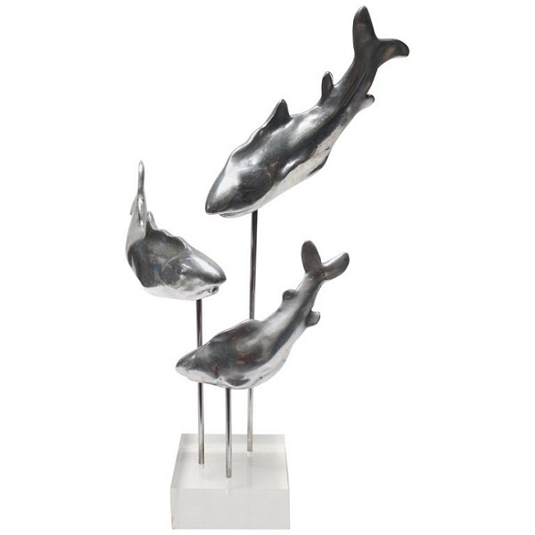 Aluminum Giraffes Sculpture Set - 10x2x16 & 9x2x16 Inches, Gold Metallic Finish, Eco-friendly & Scratch Resistant