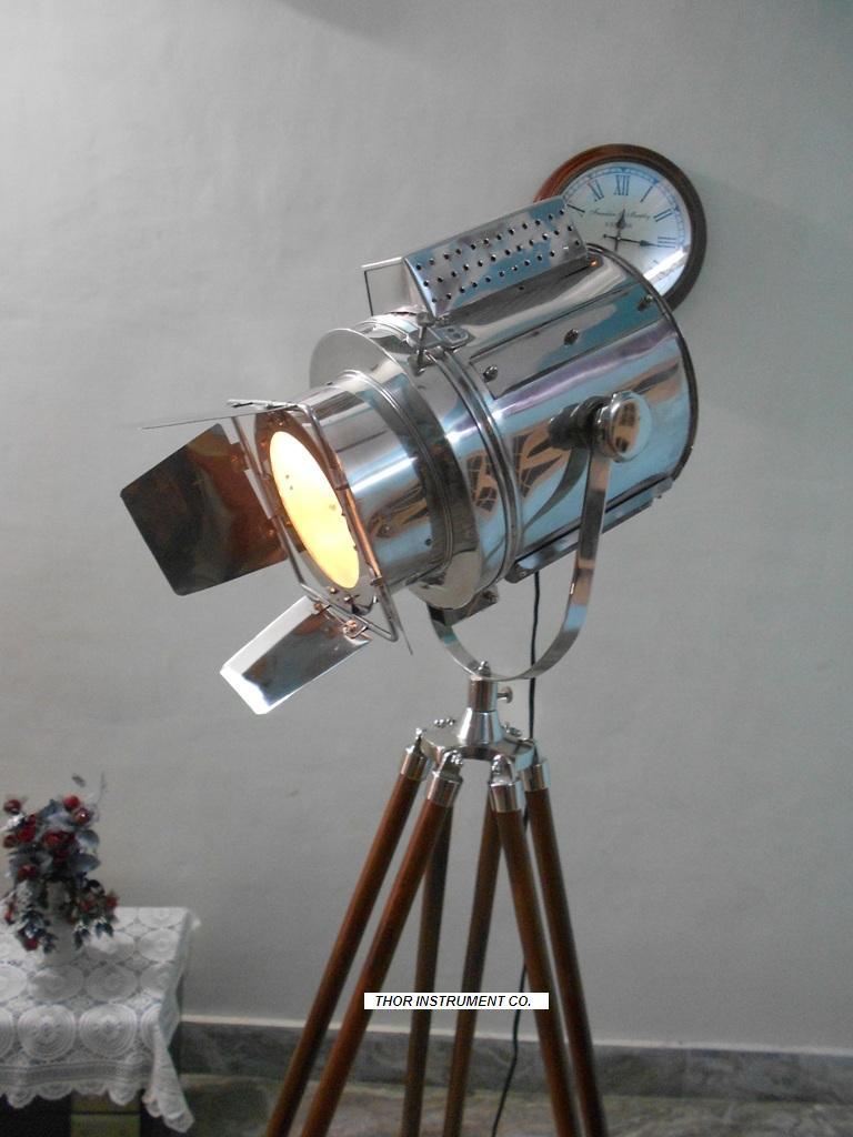 Designer Nautical Spot Light Tripod Floor Lamp Searchlight Home Decor