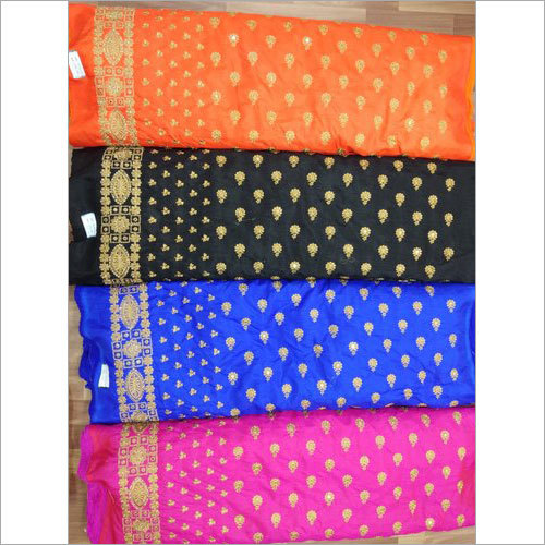 Embroidery Silk Fabric - High Quality Silk with Golden Thread Embroidery, Multi-Color Options | Exceptionally Soft, Elegant Texture, Fade Resistant