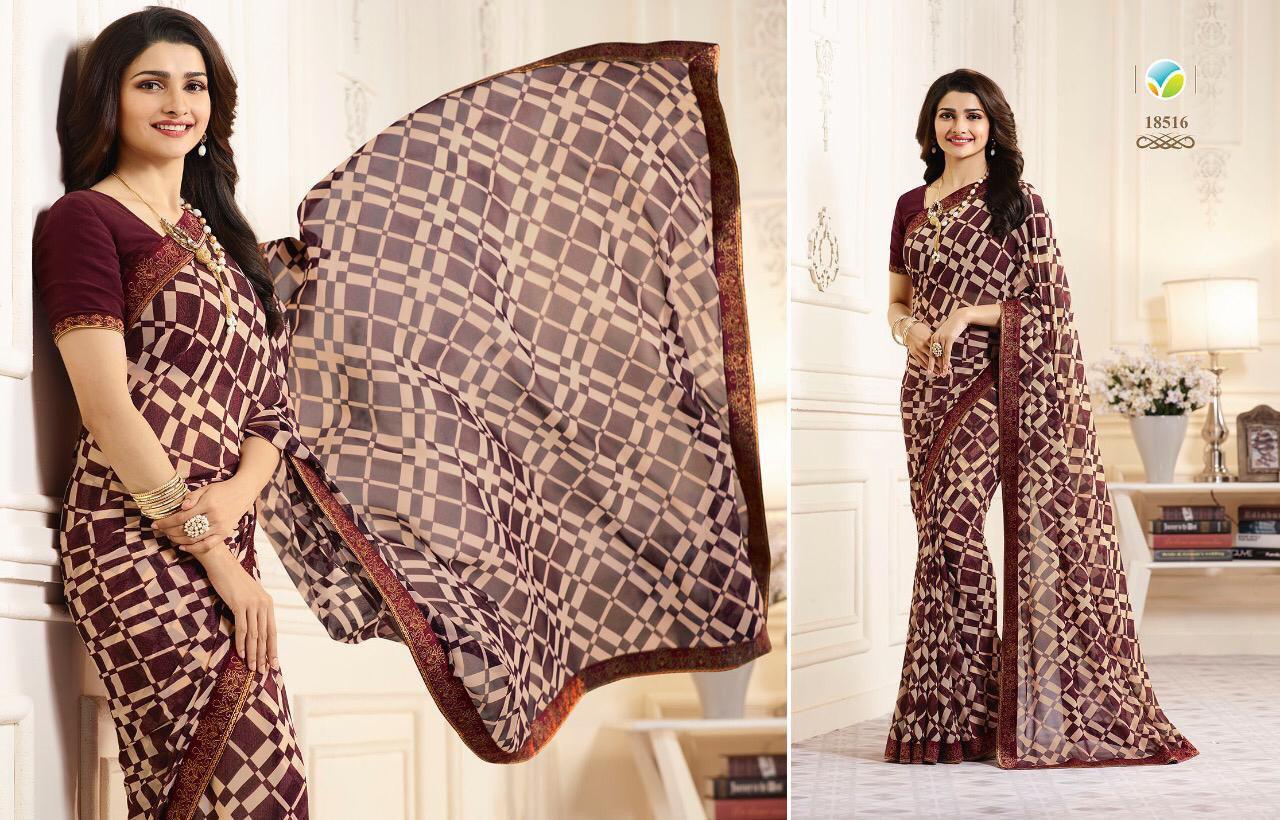 Georgette Saree - 5.5 Cut, Multicolor Printed Lace Blouse 0.8 Cut | Bollywood Style, Resam Embroidery, All-season Wear