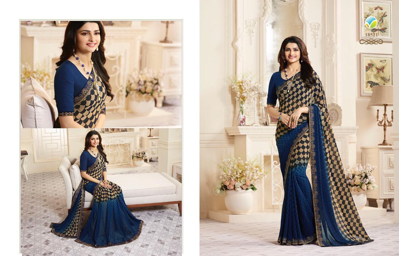 Georgette Saree - 5.5 Cut, Multicolor Printed Lace Blouse 0.8 Cut | Bollywood Style, Resam Embroidery, All-season Wear