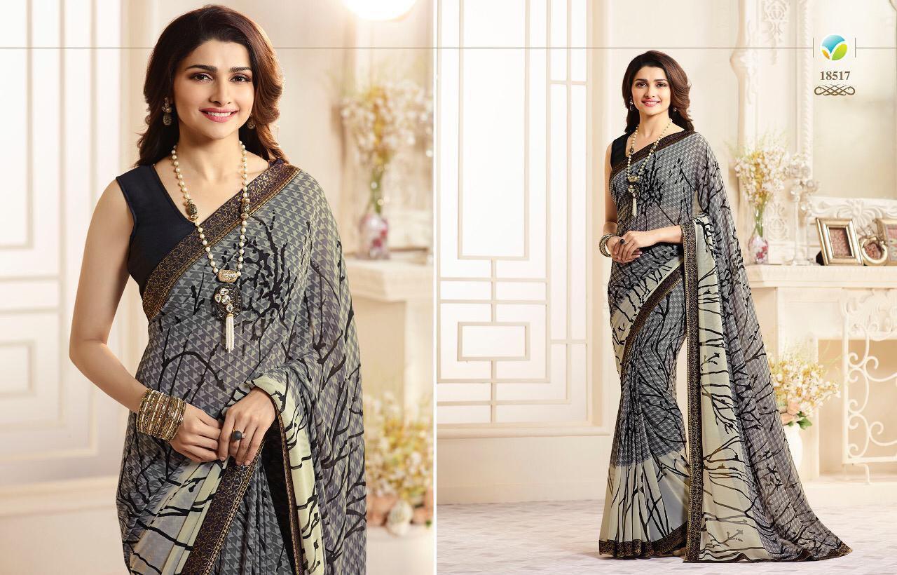 Georgette Saree - 5.5 Cut, Multicolor Printed Lace Blouse 0.8 Cut | Bollywood Style, Resam Embroidery, All-season Wear