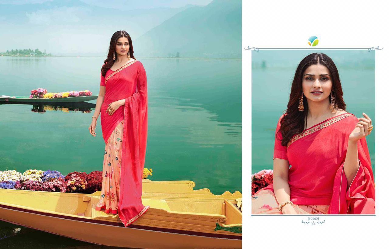 Georgette Designer Saree - Georgette Material, 5.5 Cut With Printed Lace Blouse 0.8 Cut, Multy Color | Suitable For All Seasons, Other Indian Style