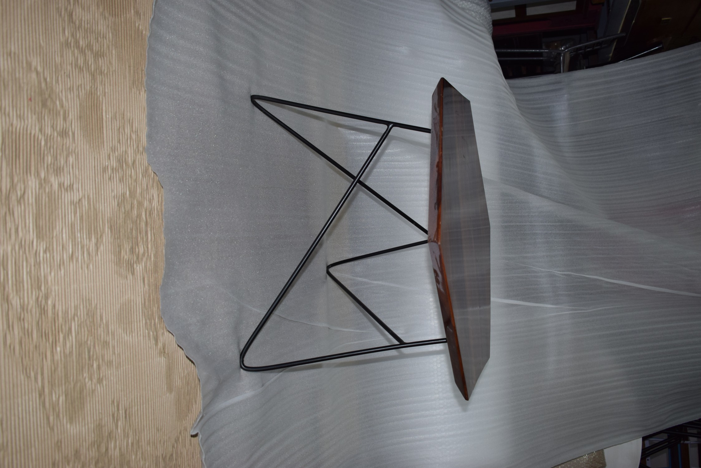 Wooden Table - Solid Wood Top 60x60x45 Cm | Modern Design, Metal Base, Lightweight, Durable, Easy To Clean, Eco-friendly, No Assembly Required
