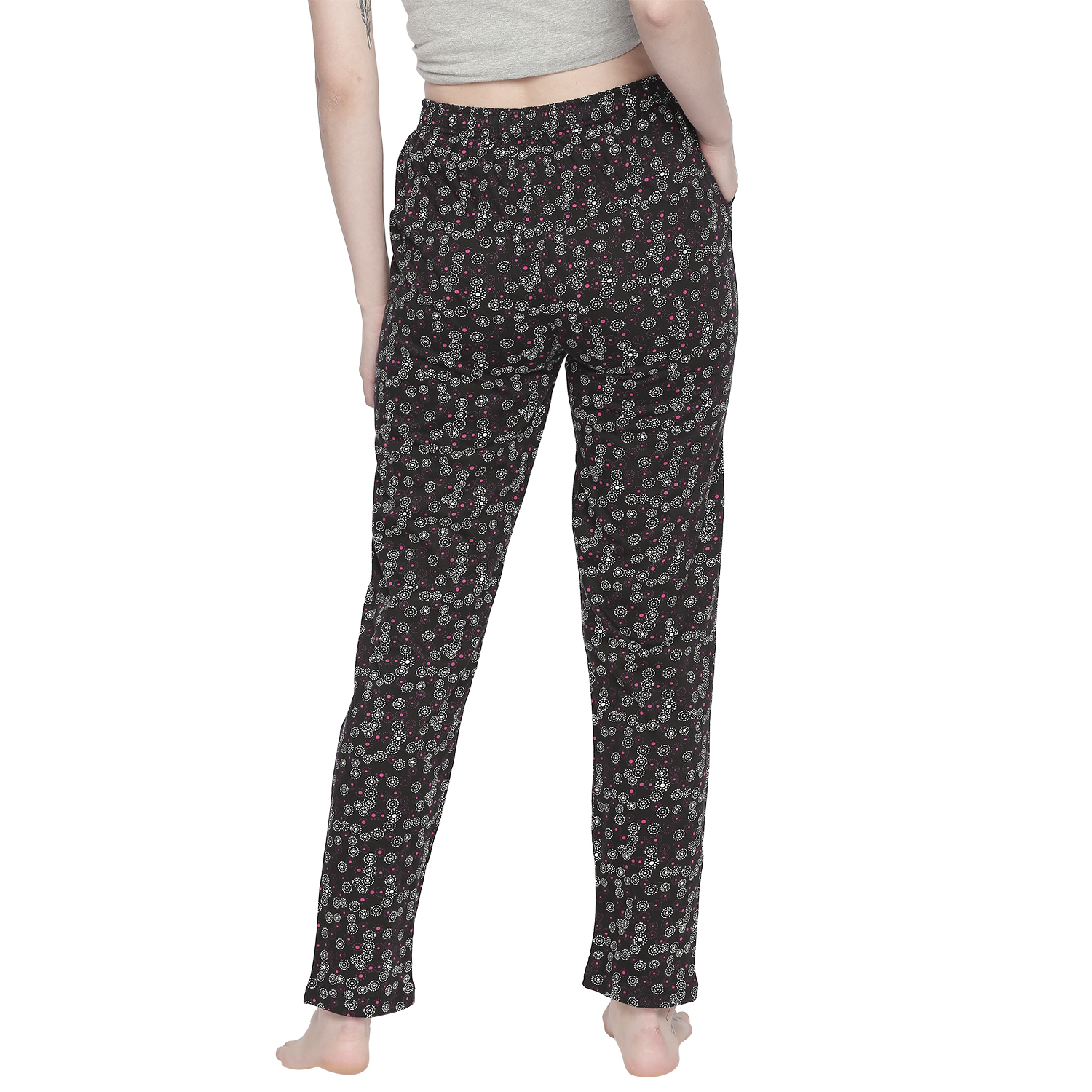 Ladies Pyjama - 100% Pure Cotton, Available Sizes: S, M, L, Xl, Xxl, Color: Trendy Black, All-season Printed Design