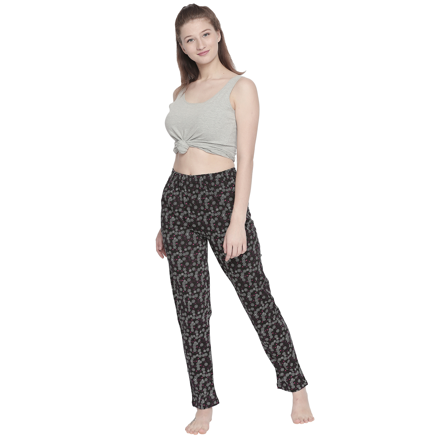 Ladies Pyjama - 100% Pure Cotton, Available Sizes: S, M, L, Xl, Xxl, Color: Trendy Black, All-season Printed Design