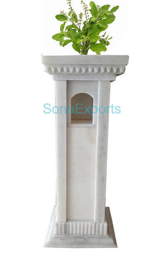 White Marble Tulsi Planter Pot