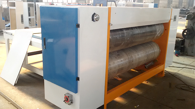 White Chain Feeding Corrugated Rotary Die Cutting Machine / Slitting Creasing Corner Cutter